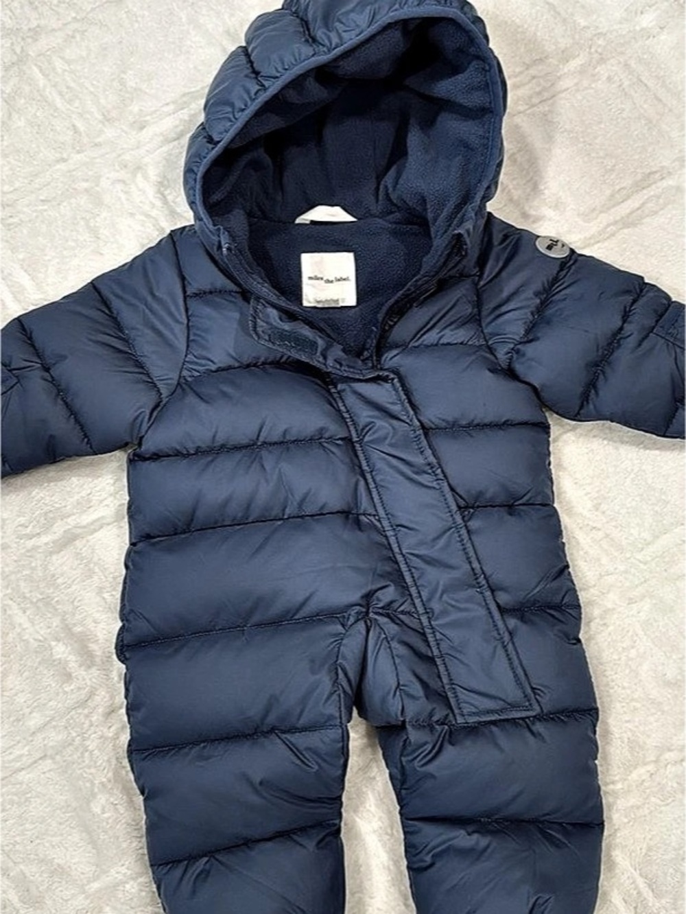 Miles the Label Hooded Puffer Snowsuit Baby Blue Footie